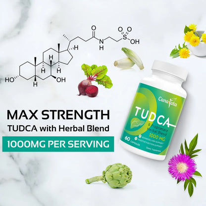 Suplemento TUDCA 1000 Mg Apoyo Hepático 60 Cápsulas Veganas Con Cardo Mariano Y Hierbas