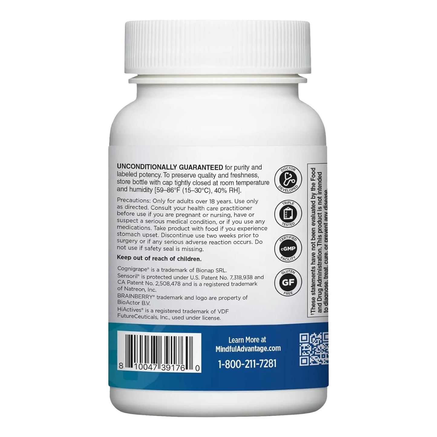 Suplemento Cerebral Mindful Advantage Mejora Memoria Concentracion 30 Capsulas
