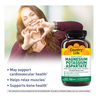Target Mins Aspartato De Magnesio Y Potasio 180 Comprimidos Salud Cardiovascular Y Muscular