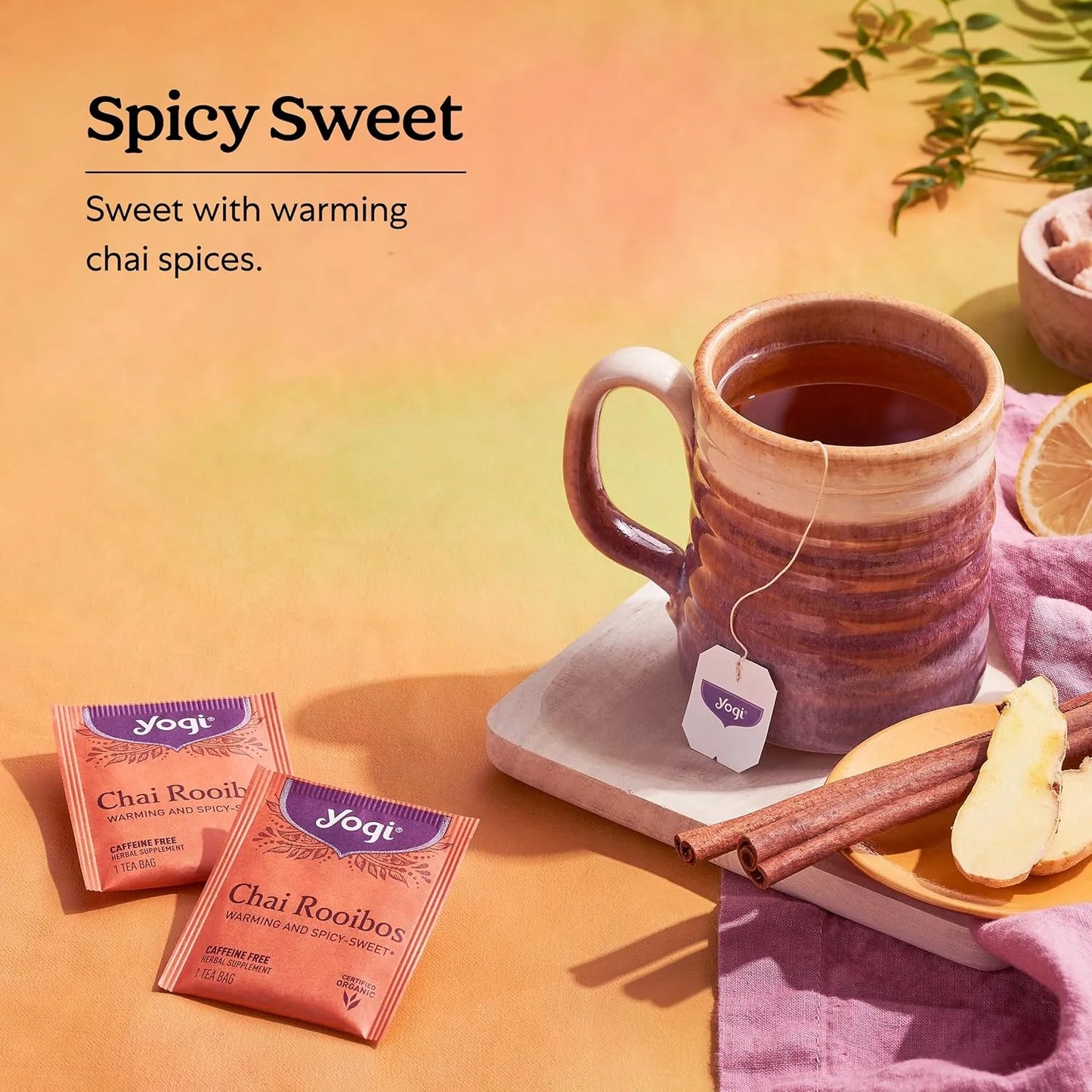 Infusion Chai Rooibos Dulce Picante Paquete De 6 Con 96 Bolsitas Organico