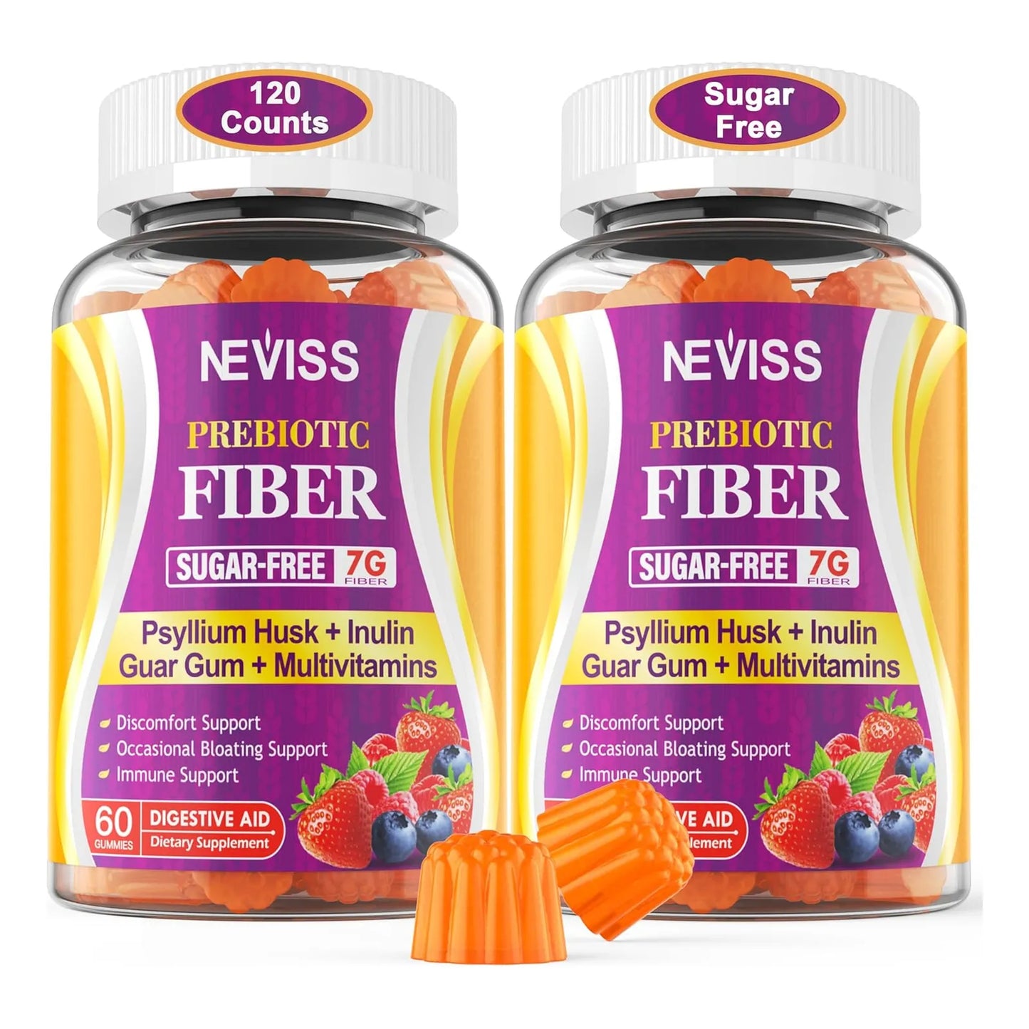 Gomitas De Fibra Prebiótica Con Psyllium Multivitaminas Sin Azúcar