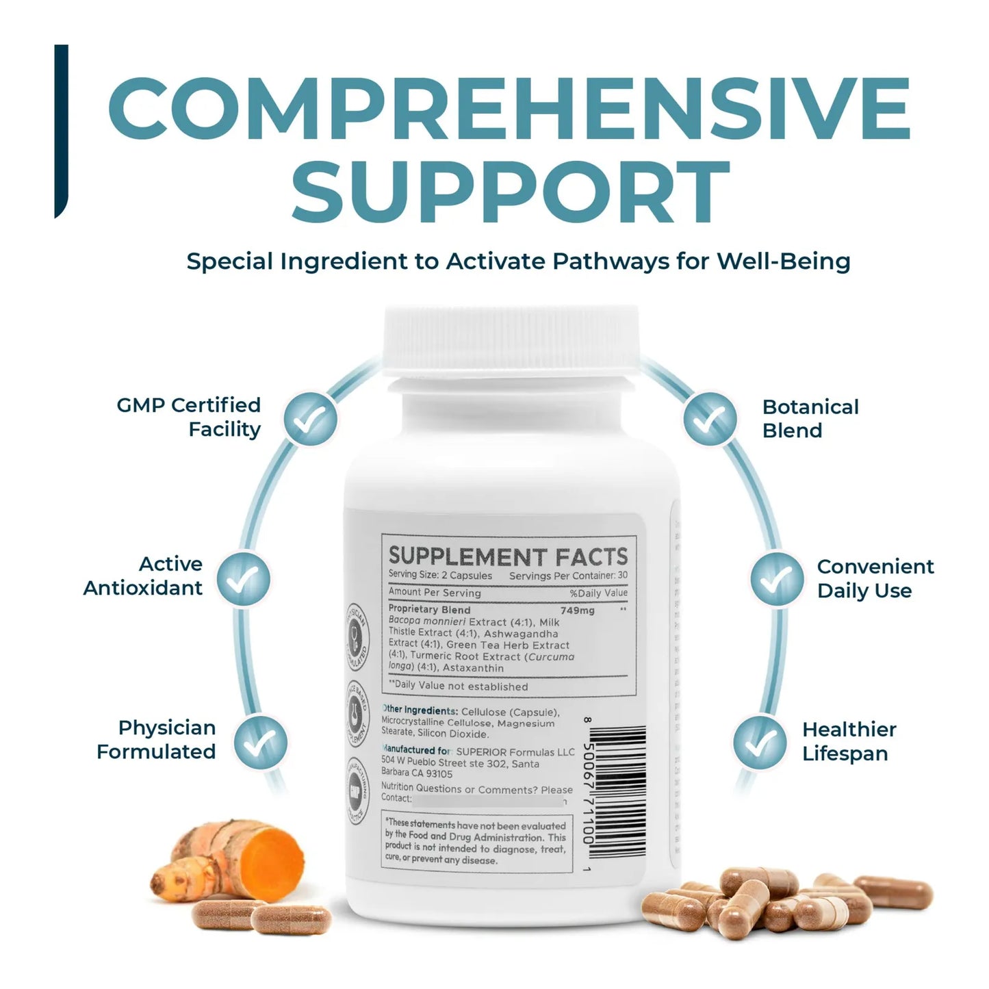 Activador Nrf2 Antioxidante Para Apoyo Celular Y Longevidad 60 Cápsulas