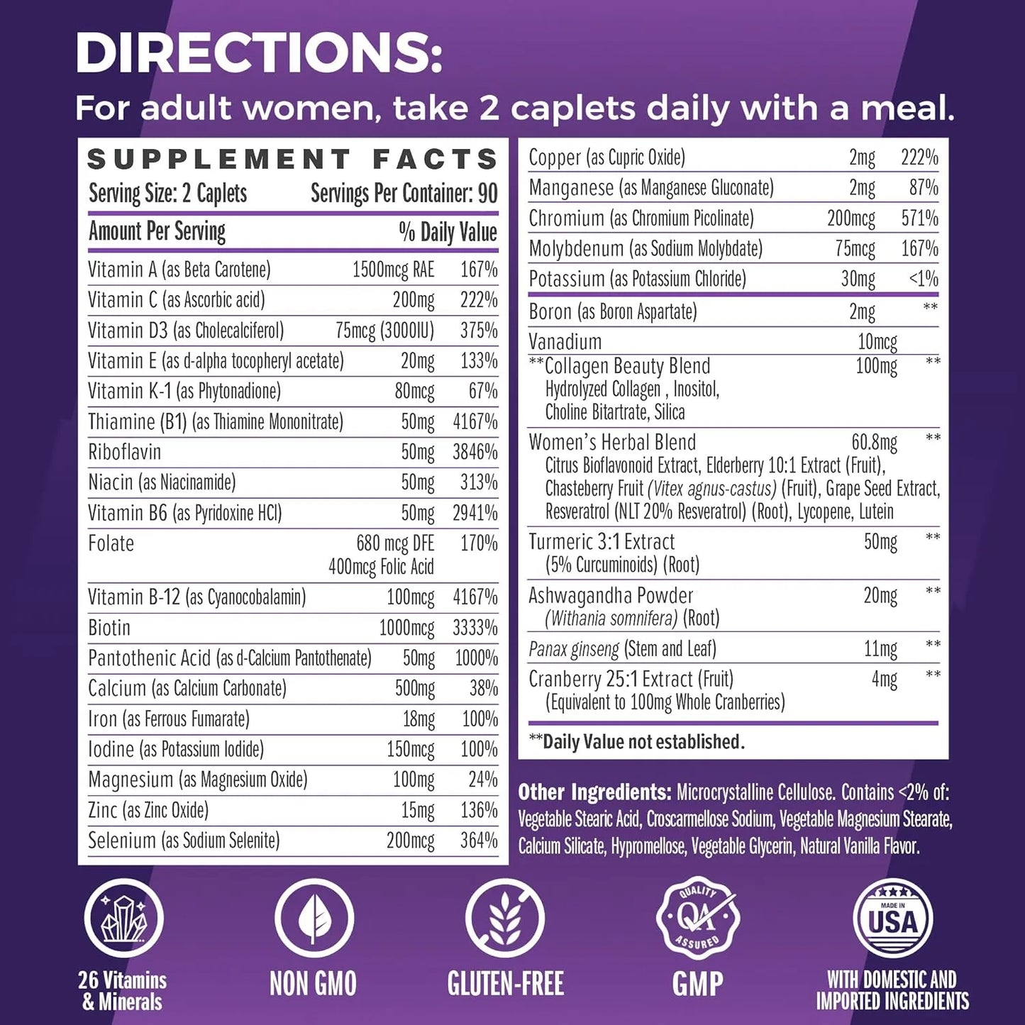 Multivitaminico Ultra 360 Mujeres Colageno Hierbas Vitamin World Energia Piel Cabello