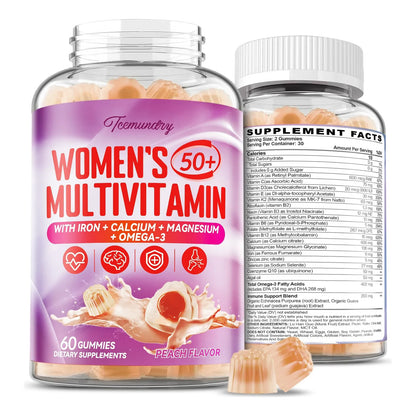 Gomitas Multivitamínicas Mujeres 50 Plus Con Omega 3 CoQ10 Vitaminas Minerales