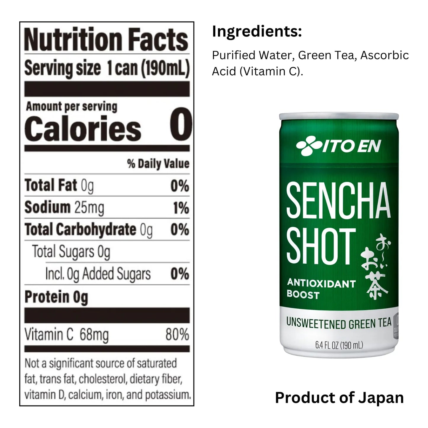 Té Verde Japonés Ito En Sencha Shot 180 Ml Paquete De 30 Sin Azúcar Cero Calorías