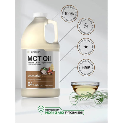 Aceite MCT Horbäach 1.89 Litros 100% Puro Para Keto Mezcla Con Café Y Más
