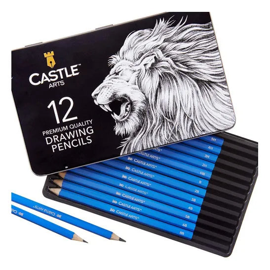 Castle Art Supplies 12 Lápices Dibujo Profesional Grafito Alta Calidad