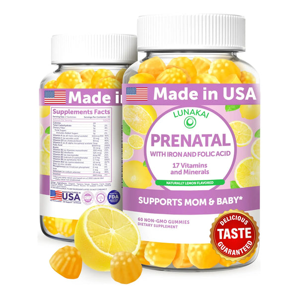 Vitaminas Prenatales Gomitas Con Hierro Y Ácido Fólico 60 Unidades Sabor Limón