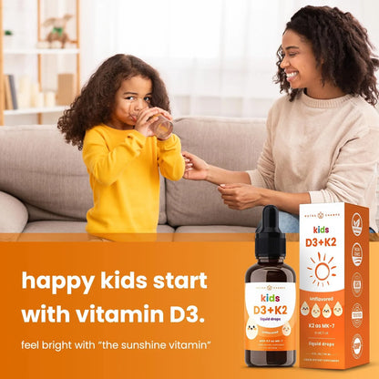 Gotas Líquidas De Vitamina D3 K2 Para Niños 1000 Ui Huesos Fuertes Y Sistema Inmune