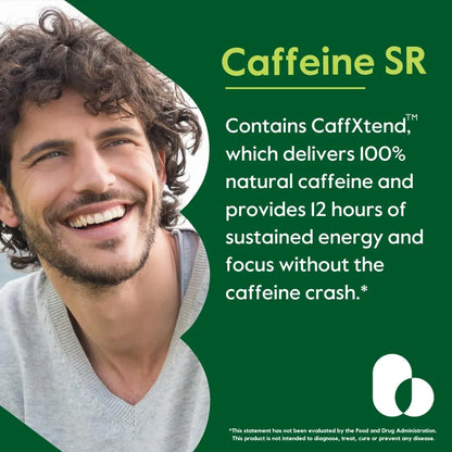 Cafeína 100 Mg SR 120 Cápsulas Vegetarianas Liberación Sostenida Vegana Sin OMG