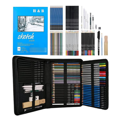 Juego Profesional 72 Lápices Dibujo Estuche SOMOS IMPORTACIONES GOLD Kit Arte Completo
