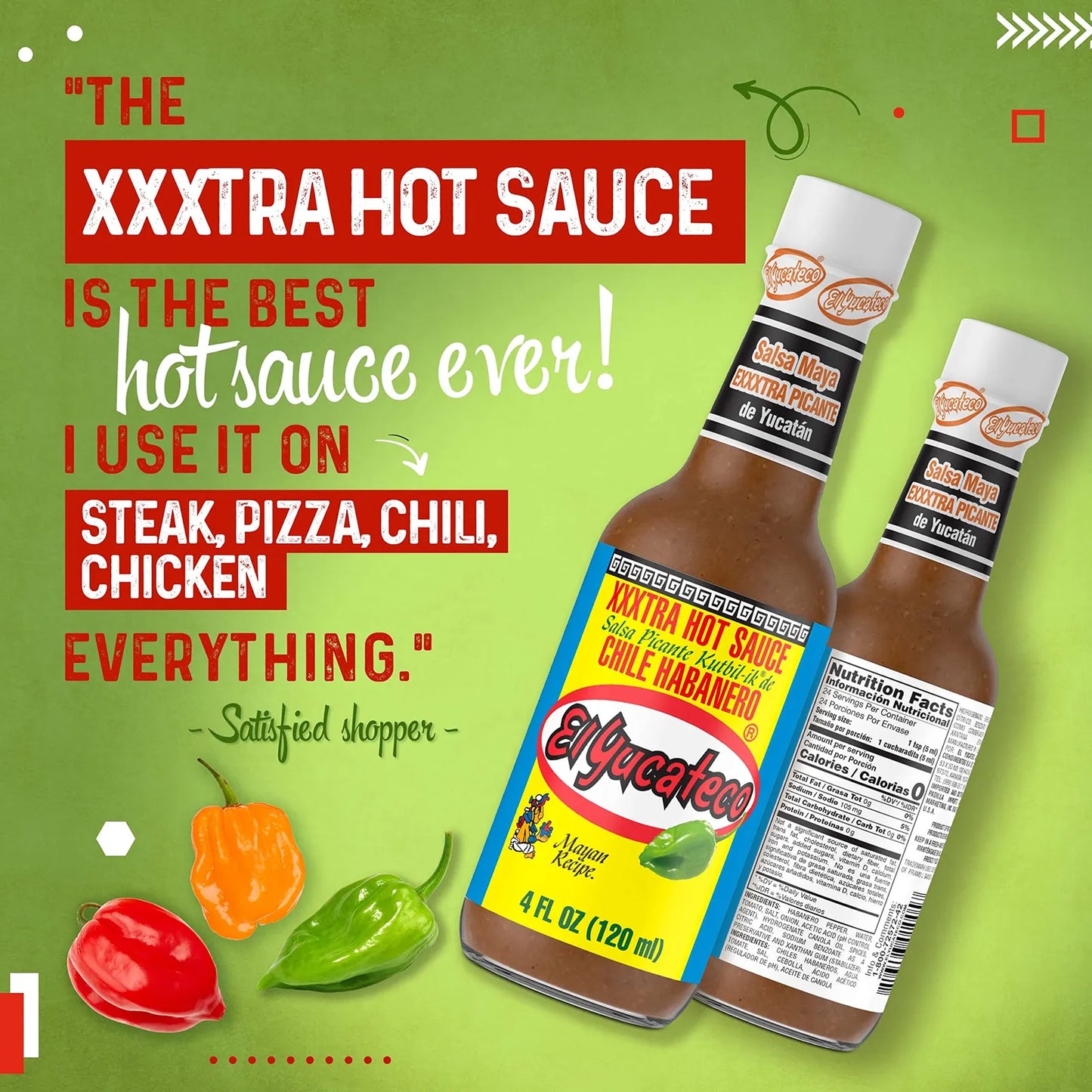 Salsa Habanero XXXtra 4 Onzas Paquete De 6 Sin Gluten Sin Azucar 11250 Scoville
