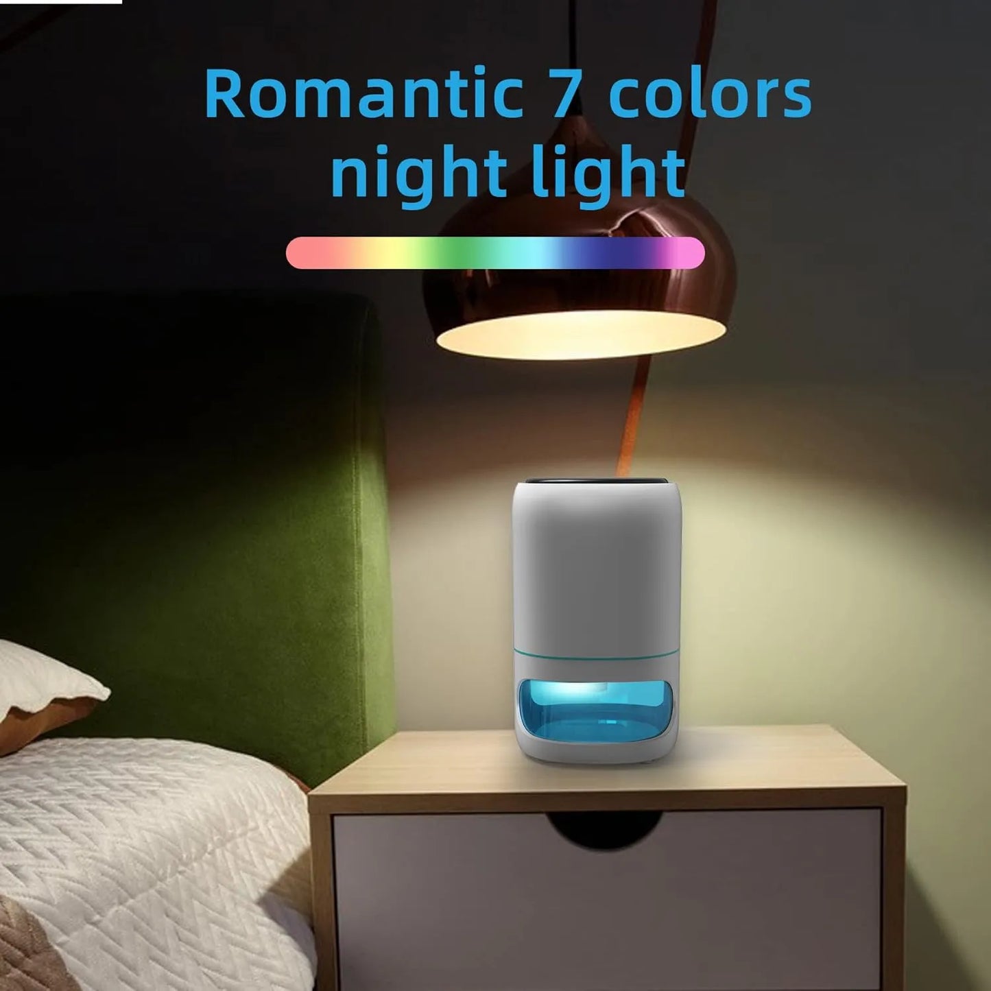 Deshumidificador Compacto Con Purificador De Aire 1000Ml Tecnologia Peltier Luces Led