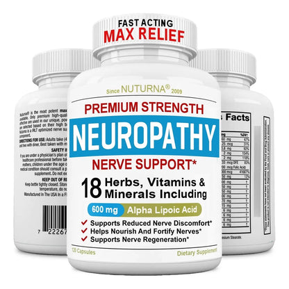 Soporte De Neuropatía Con Ácido Alfa Lipoico 600 Mg Y 18 Ingredientes Premium