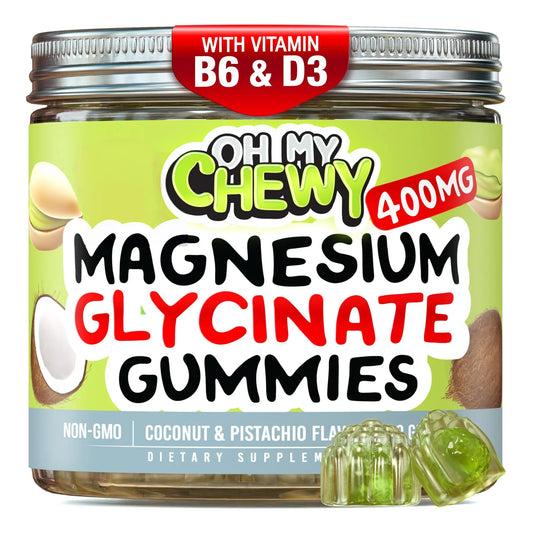 Gomitas De Magnesio 400 Mg Con B6 Y D3 Para Dormir Y Relajación Muscular