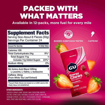 Gomitas Energéticas De Fresa Con Electrolitos 20 Mg Cafeína GU Energy
