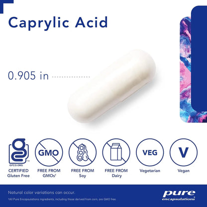 Ácido Caprílico Pure Encapsulations 120 Cápsulas Salud Intestinal Digestión Óptima