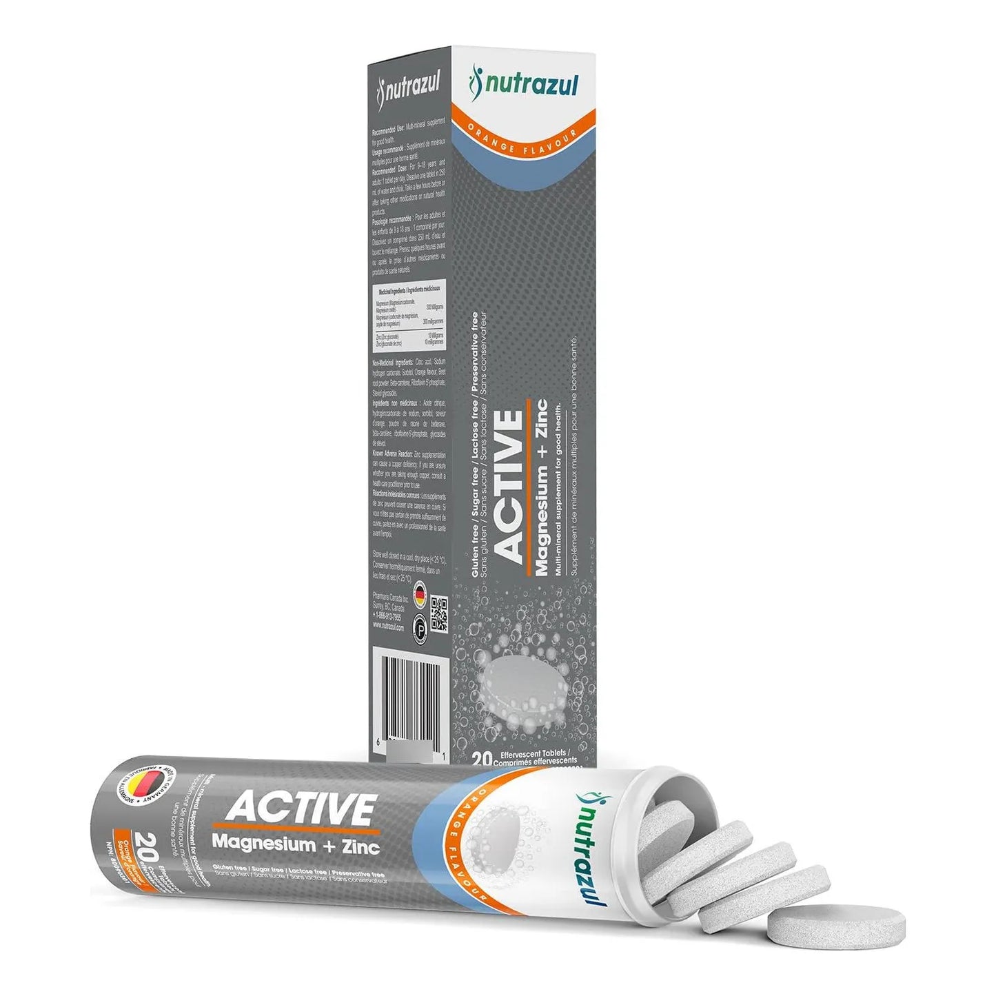 Tabletas Efervescentes De Magnesio Y Zinc Para Recuperación Muscular Sabor Naranja 60 Unidades