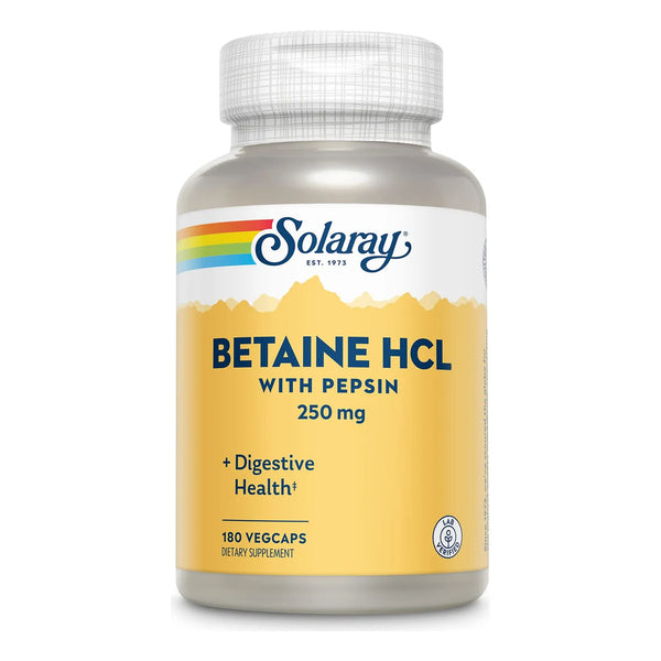 HCl Con Pepsina 250 Mg 180 Cápsulas Digestión Eficiente Solaray