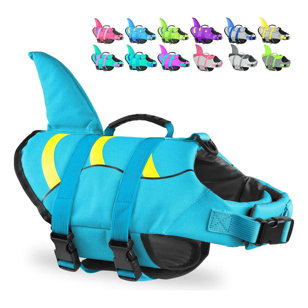 Chaleco Salvavidas Para Perros Ajustable Con Aleta De Tiburon Seguridad Y Estilo En El Agua