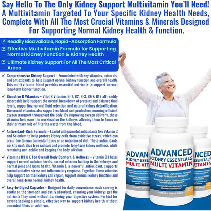 Multivitamínico Esencial Para Riñones 90 Cápsulas Apoyo Renal Completo