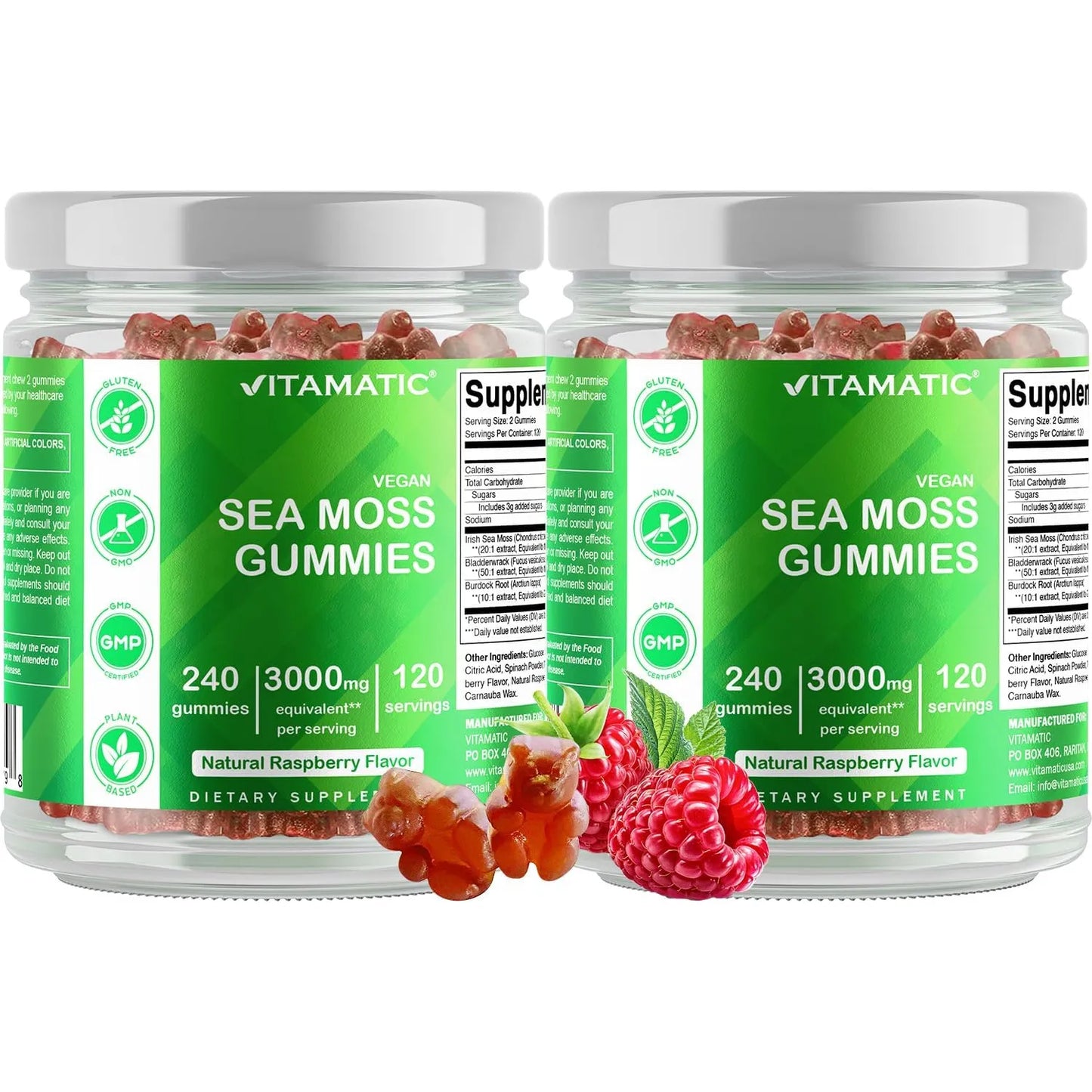 Gomitas De Musgo Marino Irlandes 3000 Mg 240 Unidades Sabor Frambuesa Veganas
