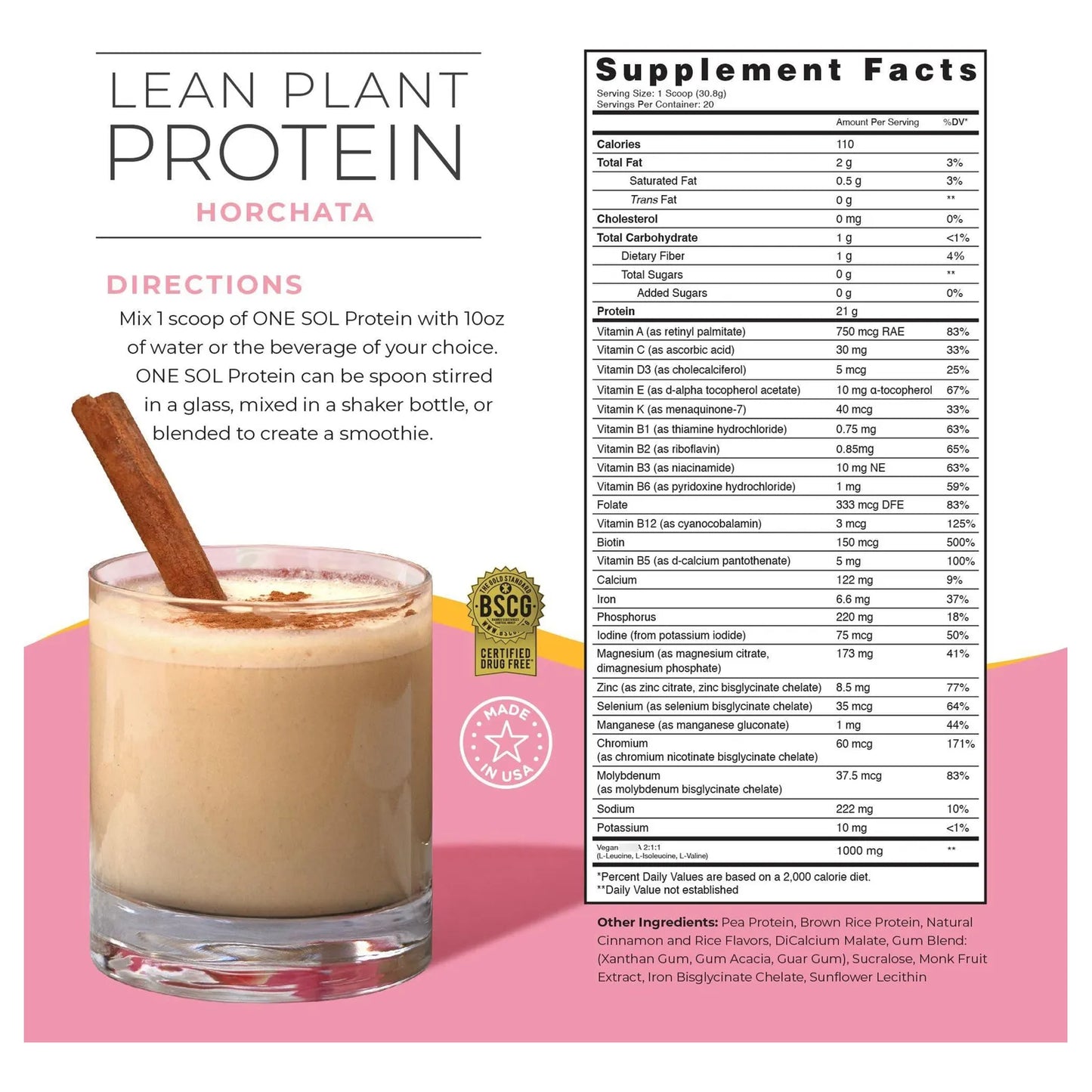 Horchata De Proteína Vegetal En Polvo Bajo En Carbohidratos Sin Gluten