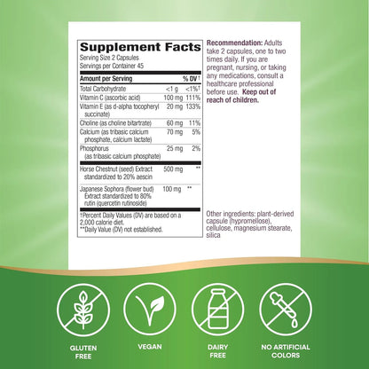 Mezcla Unica De Salud Venas 90 Capsulas Con Extracto De Castano De Indias Y Vitaminas