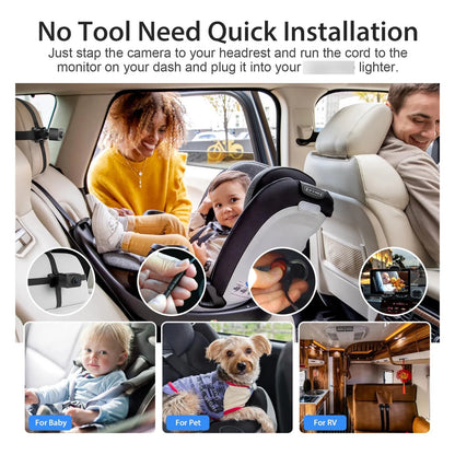 Camara De Coche Para Bebe 7 Pulgadas Dual Vision Nocturna Pantalla IPS 1080P