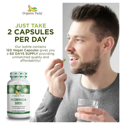 Capsulas De Moringa Organica 1000 Mg Energia Piel Radiante Digestión Saludable