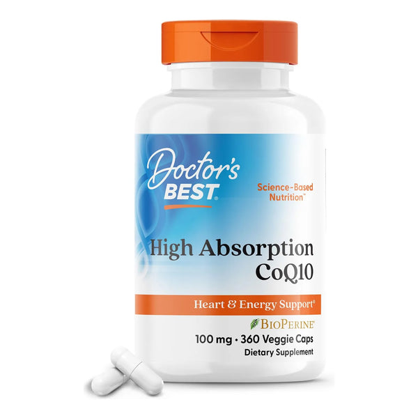 Doctors Best CoQ10 Alta Absorción Con Bioperina 100 Mg 360 Cápsulas Veganas