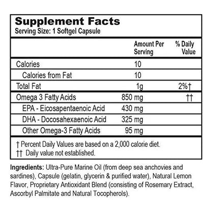 Aceite Marino Ultra Puro Omega 3 850 Mg Alto Epa Dha Salud Corazon Cerebro
