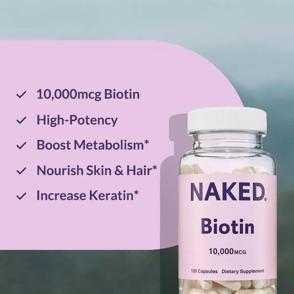 Biotina 10000mcg Para Cabello Piel y Uñas Fortalecidas Vegano Sin Gluten