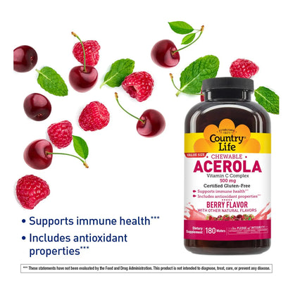 Acerola C 500 Mg 180 Obleas Antioxidantes Naturales Con Vitamina C