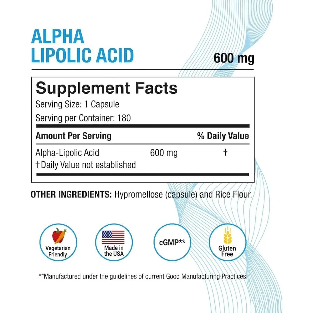 Ácido Alfa Lipoico 600 Mg 360 Cápsulas Antioxidante Puregen Labs