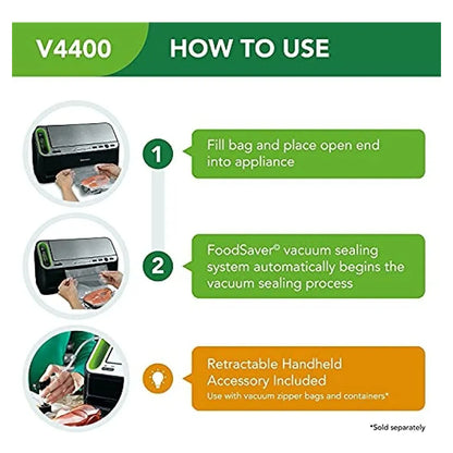 Máquina Envasadora Al Vacío 2 En 1 Foodsaver V4400 Conserva Alimentos Frescos Por Años