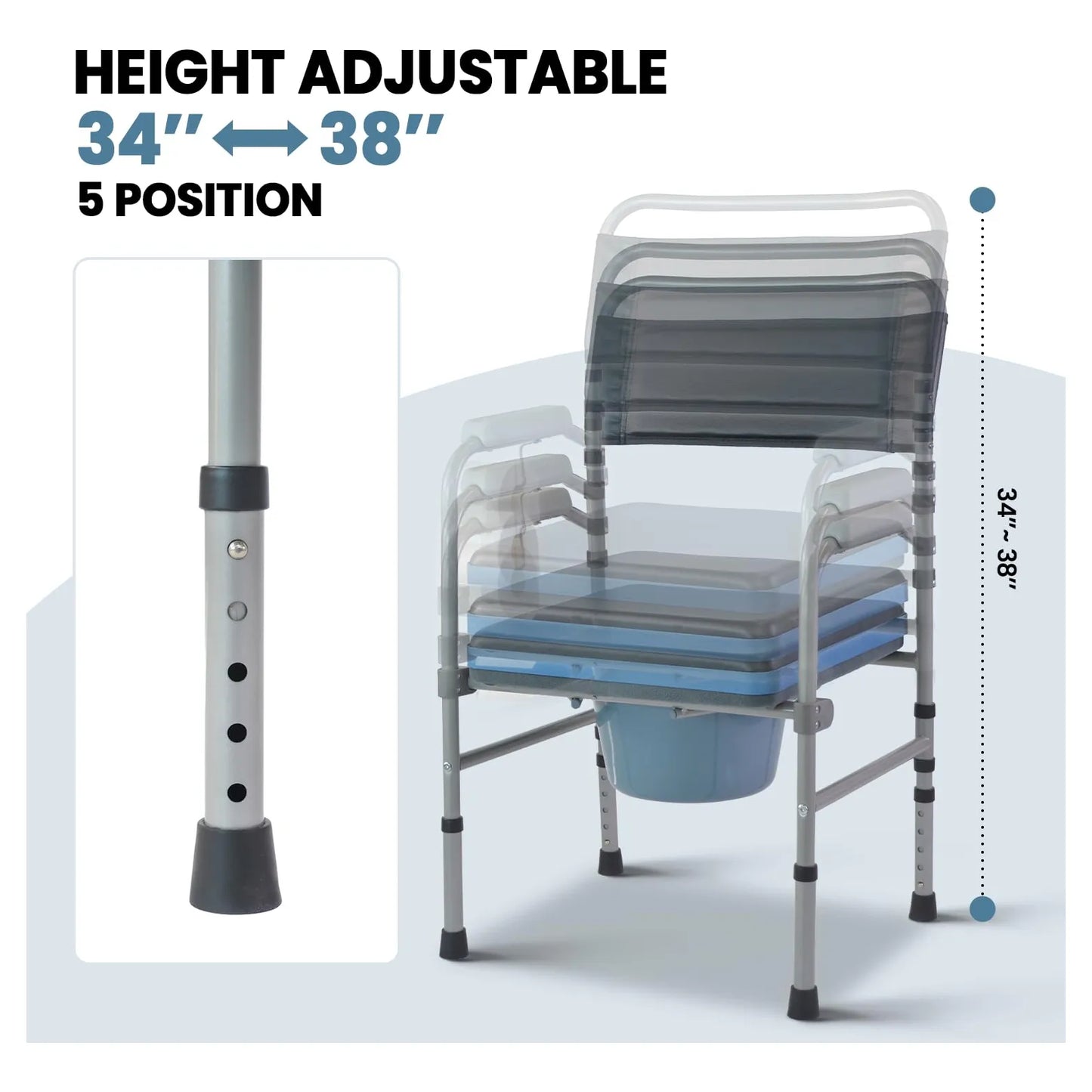 Silla Plegable Ajustable Multiusos Para Ducha Y Noche Con Acolchado