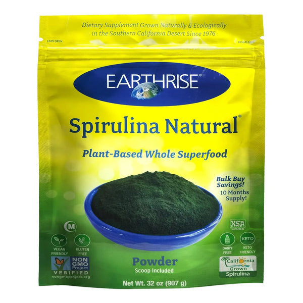 Espirulina En Polvo Natural 32 Onzas Earthrise Superalimento Alto En Proteinas Vegano Sin Gluten