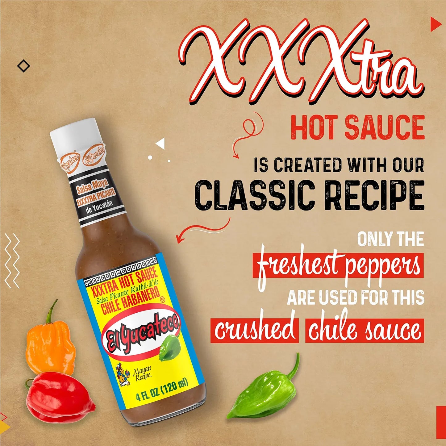 Salsa Habanero XXXtra 4 Onzas Paquete De 6 Sin Gluten Sin Azucar 11250 Scoville