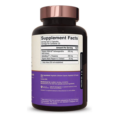 Suplemento Ashwagandha KSM66 Con L Teanina AlphaWave ZenWell 60 Capsulas Alivio Estrés
