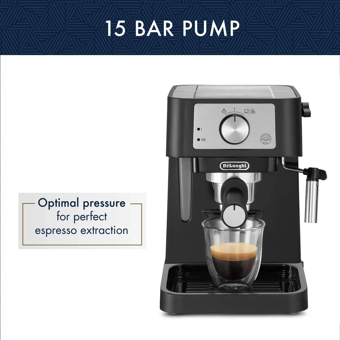 Máquina De Café Expreso Manual De'Longhi Stilosa 15 Bar Espumador Leche Negro