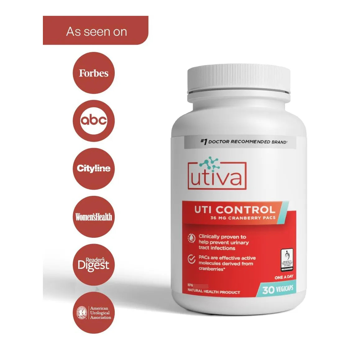 Utiva Cranberry PACs 36 Mg Suplemento Salud Urinaria Preventivo Infecciones