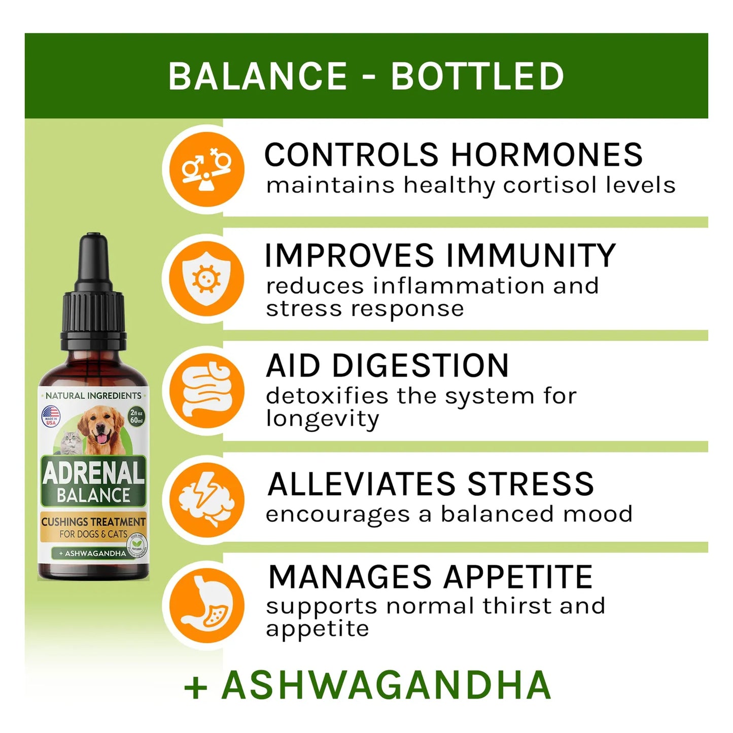 Tratamiento Natural Para Mascotas Equilibrio De Ashwagandha Soporte Cushing Perros Gatos