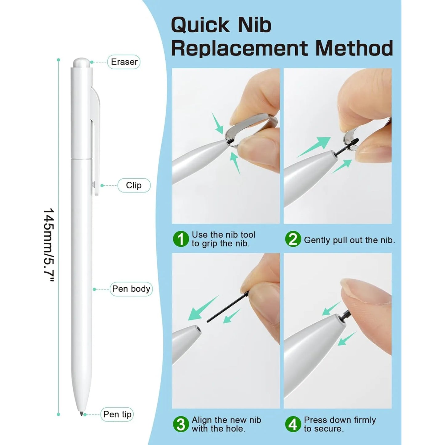 Bolígrafo Digital EMR Stylus Para Remarkable 2 Con Borrador Y 5 Puntas