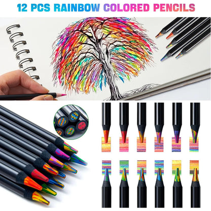 Juego De 81 Lápices De Dibujo Profesionales Con Arco Iris Colores Grafito Acuarela Y Más