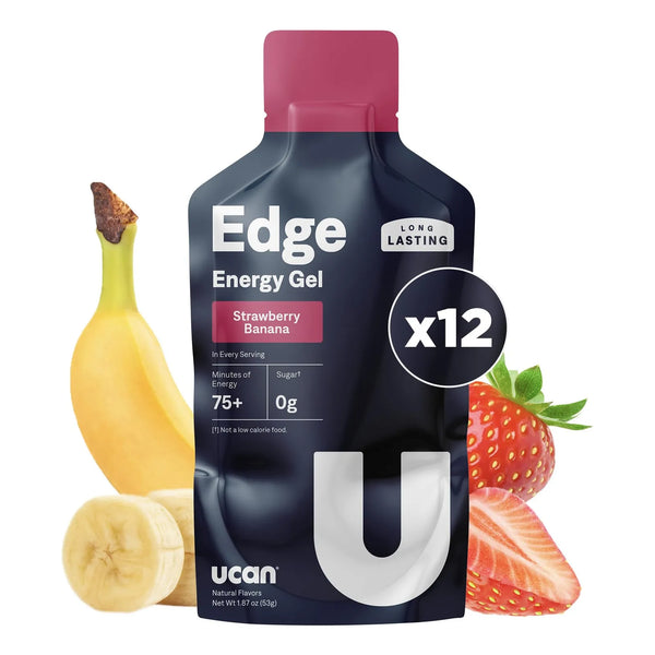 Edge Energy Gel Fresa Plátano 12 Paquetes 60ml Suplemento Energético Sin Azúcar Vegano