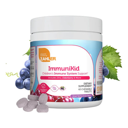 Suplemento ImmuniKid Saúco Zinc Vitaminas C D3 A Tabletas Masticables Sabor Uva Niños