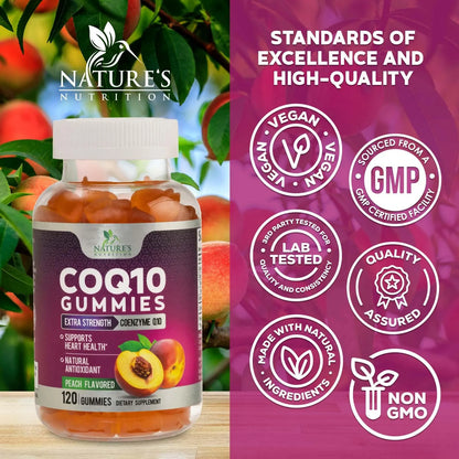 Gomitas CoQ10 100 Mg Antioxidantes Salud Cardíaca Y Energía 120 Unidades