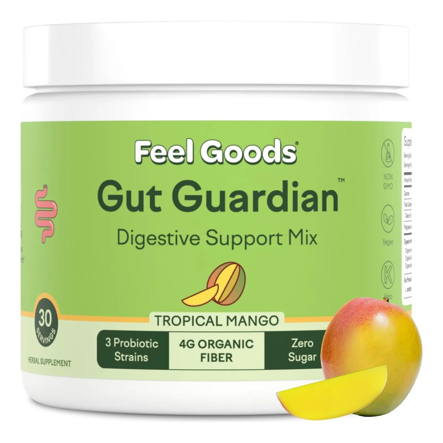 Polvo Probiótico Prebiótico Con Fibra Orgánica Y Sabor A Mango Feel Goods Gut Guardian