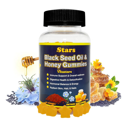 Gomitas De Aceite De Semillas Negras Con Miel Biotina Y Vitamina C 60 Unidades